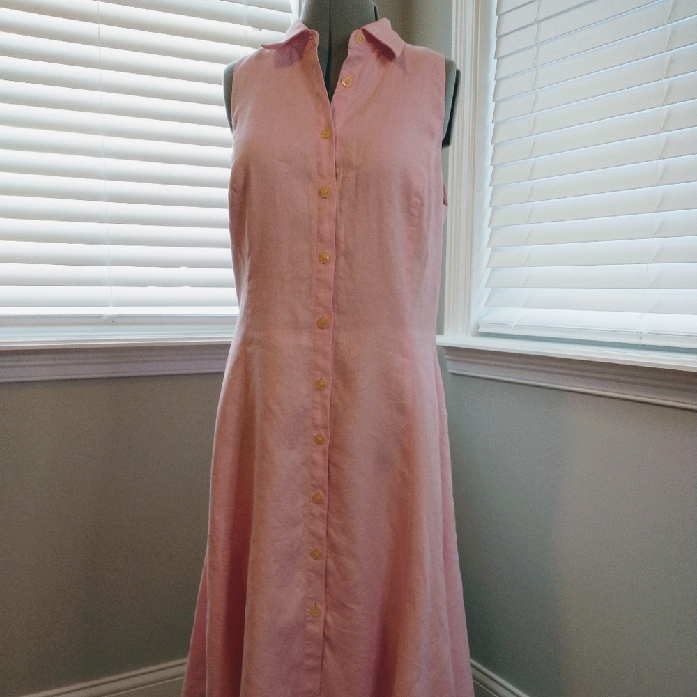 💓Ralph Lauren pink linen dress, size 10